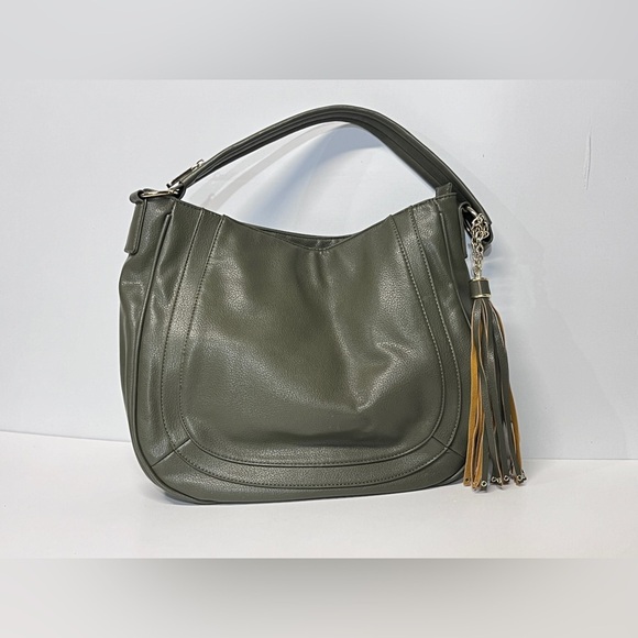 CHARMING CHARLIE Olive green tassel accent shoulder bag - Picture 9 of 13